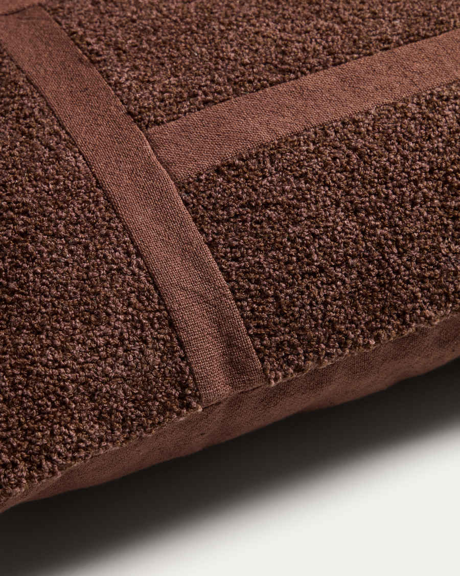 Lomel micro bouclé cushion cover with brown graphic detailing 40 x 60 cm