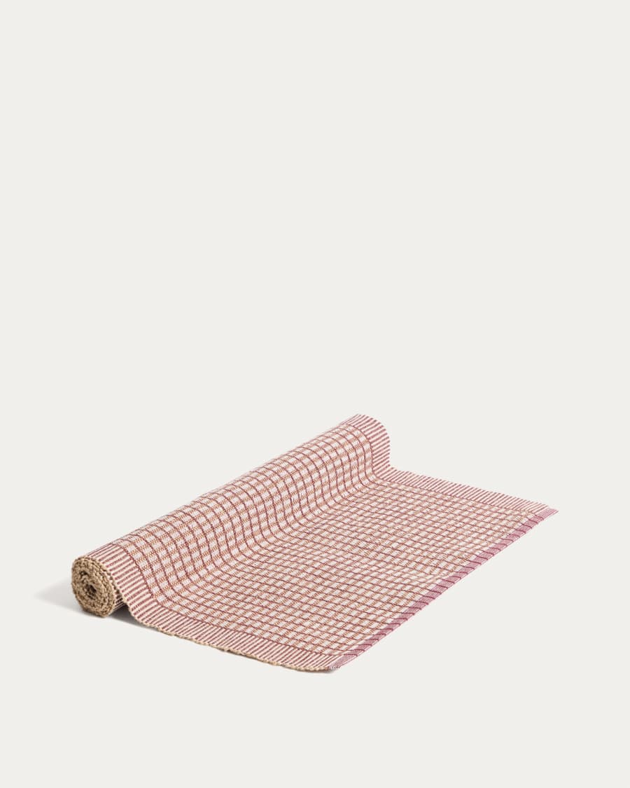 Berla maroon cotton and jute table runner 50 x 150 cm