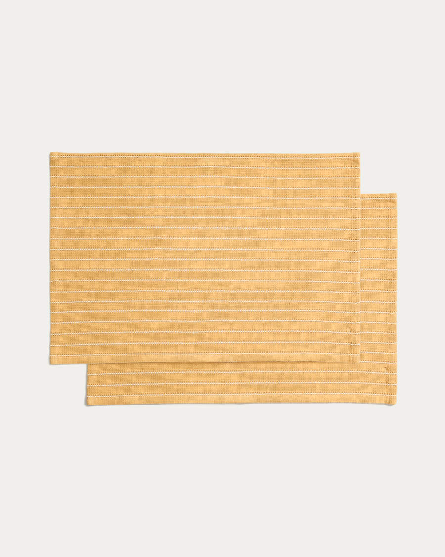 Noria set of 2 mustard cotton jacquard placemats 35 x 50 cm