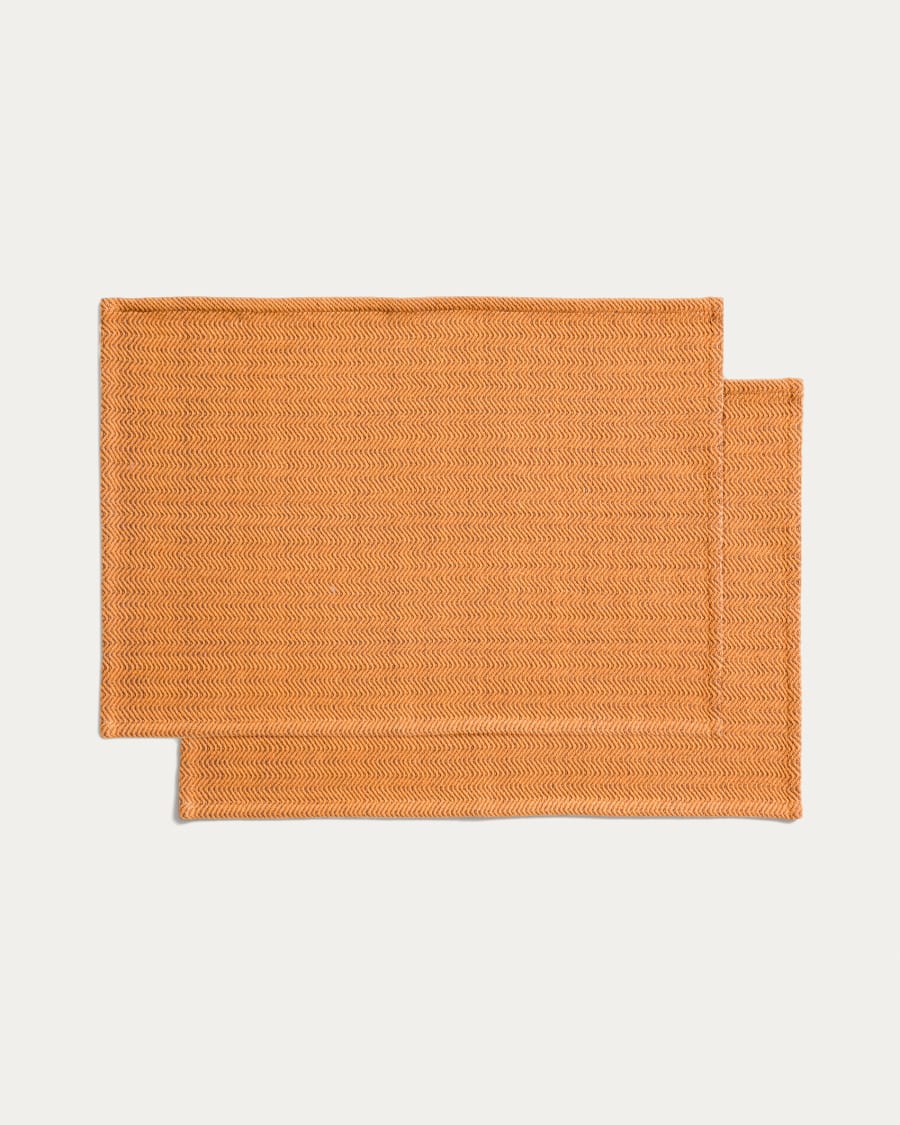 Tieva set of 2 orange cotton jacquard placemats 35 x 50 cm