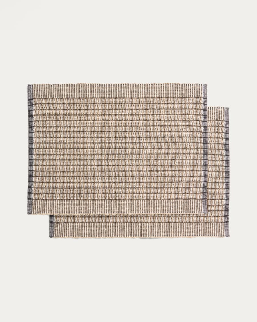 Berla set of 2 mustard cotton and jute placemats 35 x 50 cm