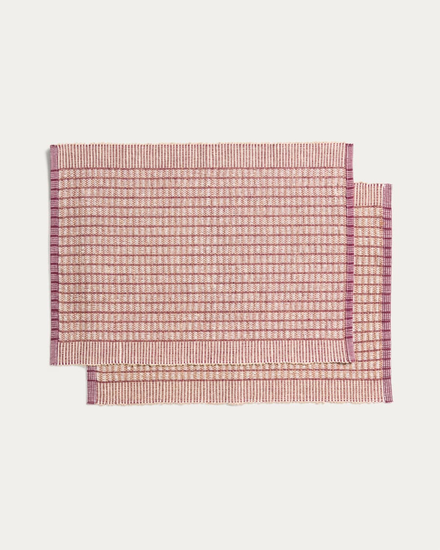 Berla set of 2 maroon cotton and jute placemats 35 x 50 cm