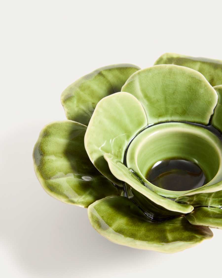 Ederia candle holder in light green ceramic Ø20cm