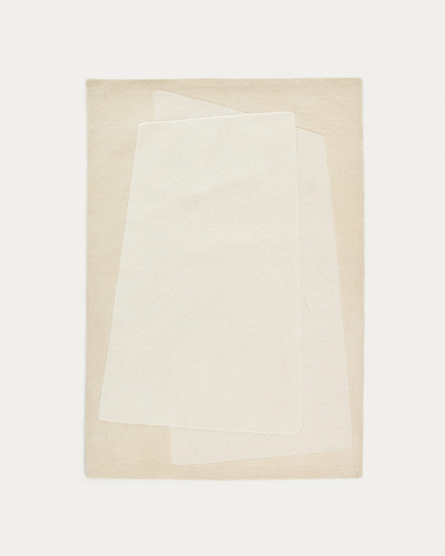 Dennie wool rug with beige graphic 160 x 230 cm