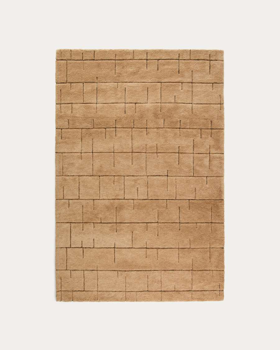 Helun wool and viscose blend rug with brown graphic 160 x 230 cm