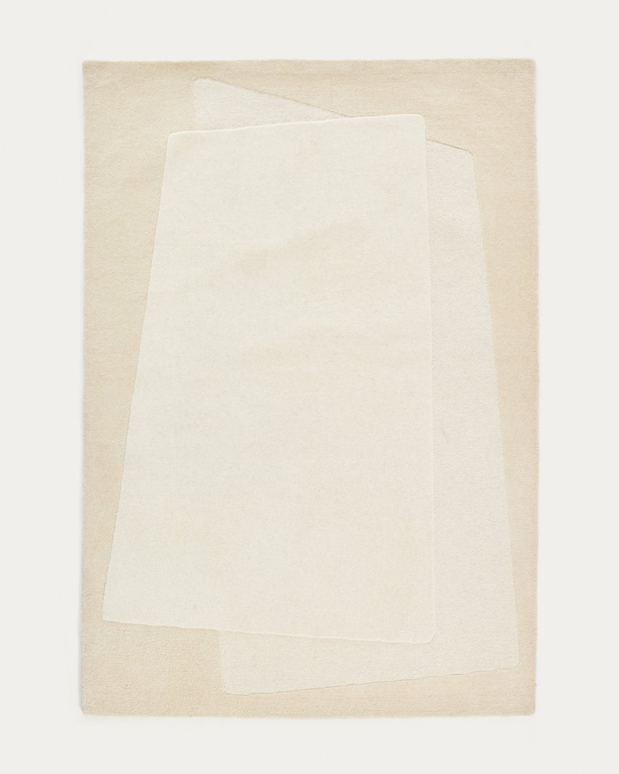 Dennie wool rug with beige graphic 200 x 300 cm