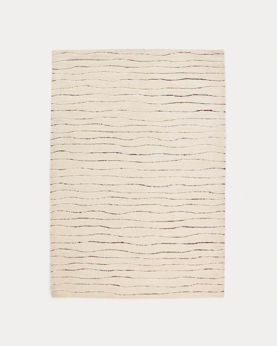 Loram beige fur-effect rug 160 x 230 cm