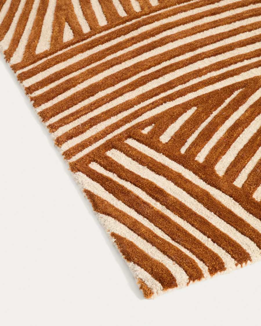 Poreni jacquard wool rug with a beige contrast 200 x 300 cm