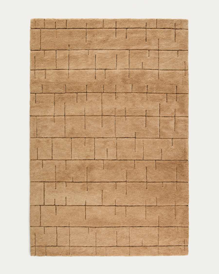 Helun wool rug with brown graphic 200 x 300 cm