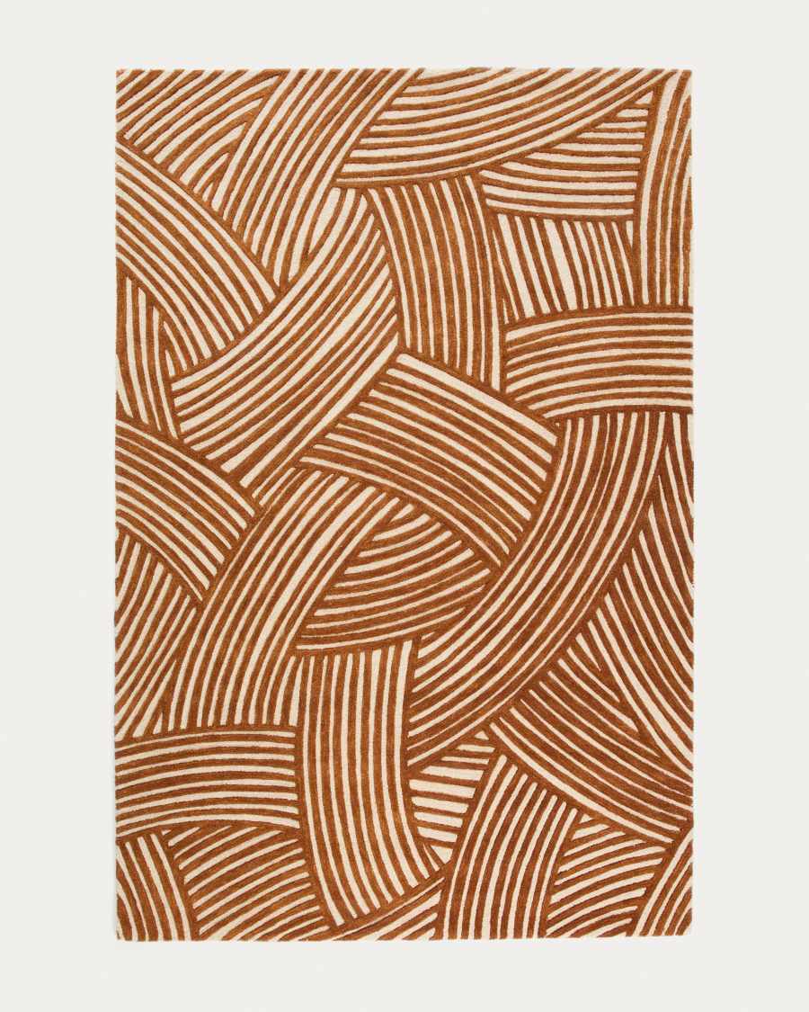 Poreni jacquard wool rug with a beige contrast 200 x 300 cm