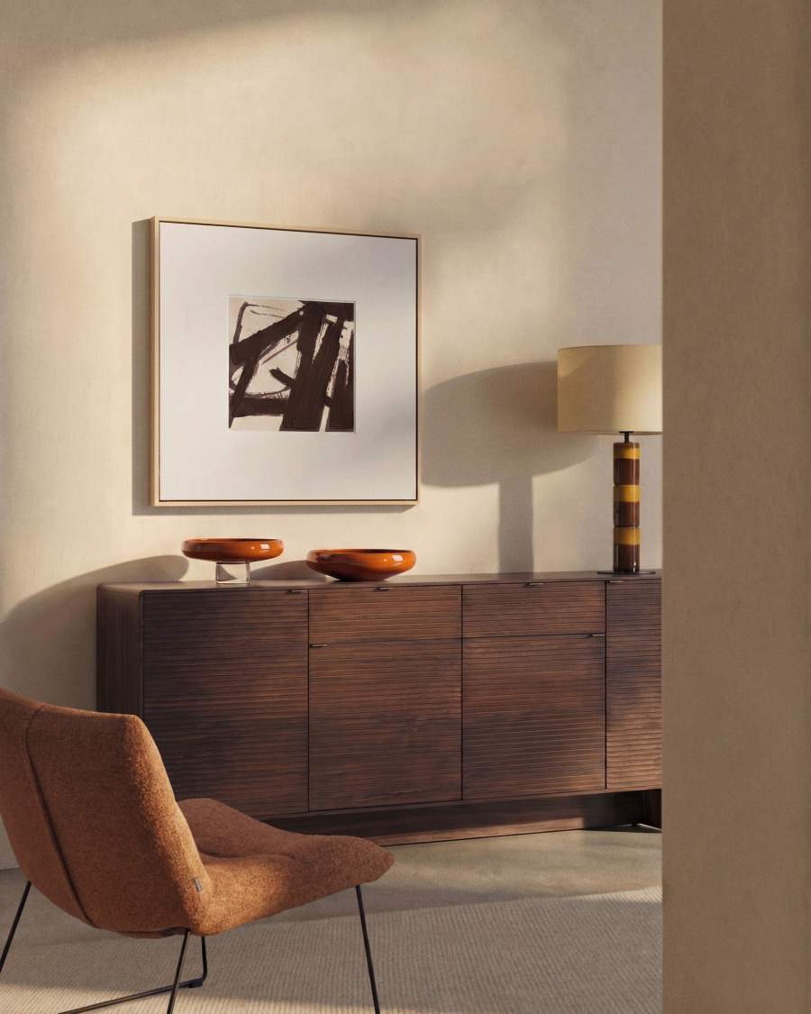 Norlen sideboard with 4 doors and 2 drawers in walnut veneer FSC