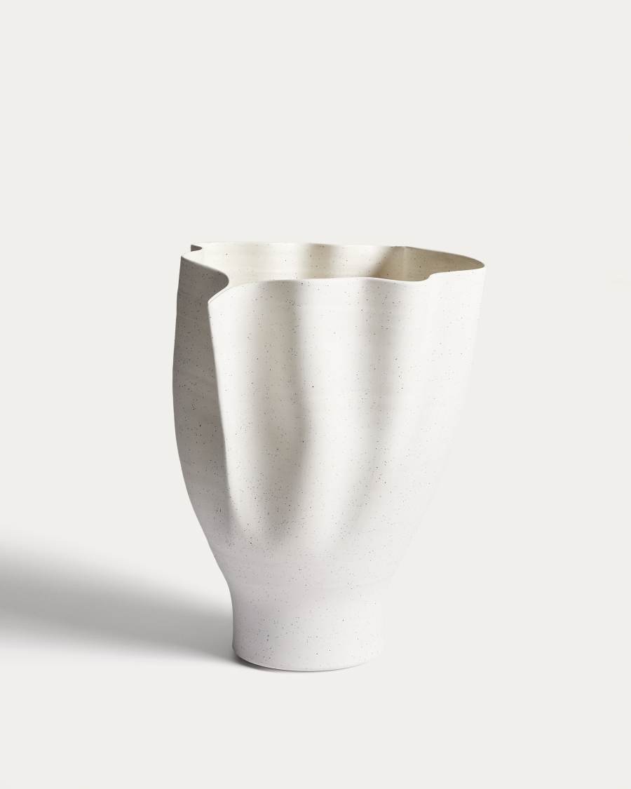 Nilea vase in ecru ceramic 34cm