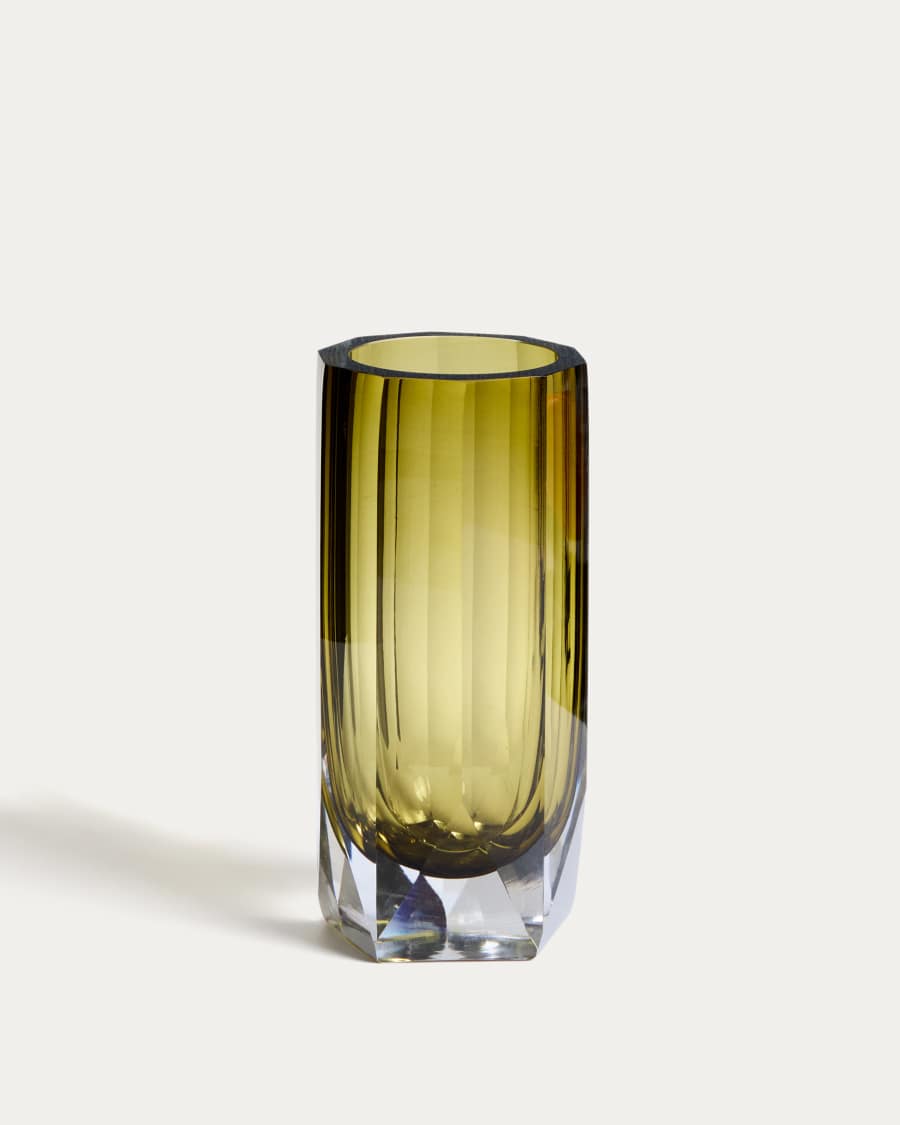 Uconi olive green glass vase 26cm