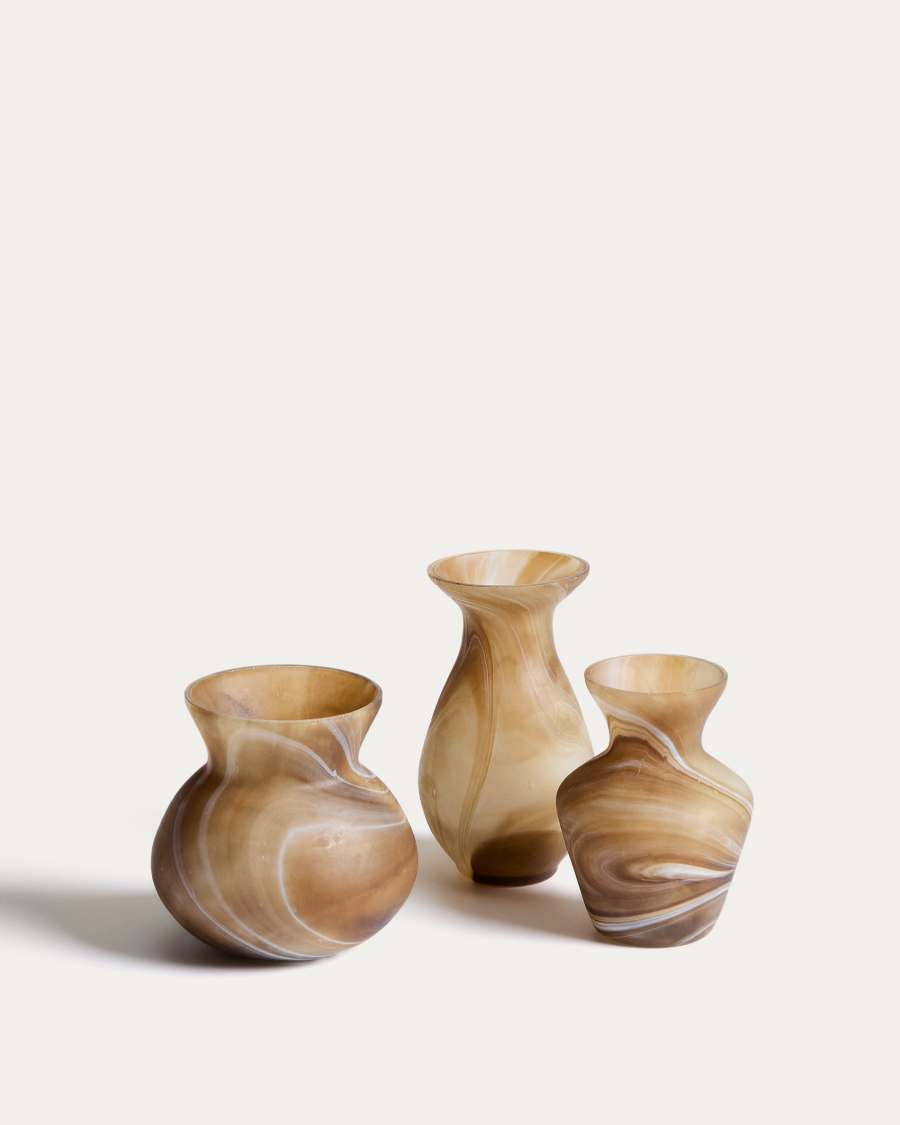 Set of 3 Nerola vases in brown shades 10 cm / 9.5 cm / 12.5 cm