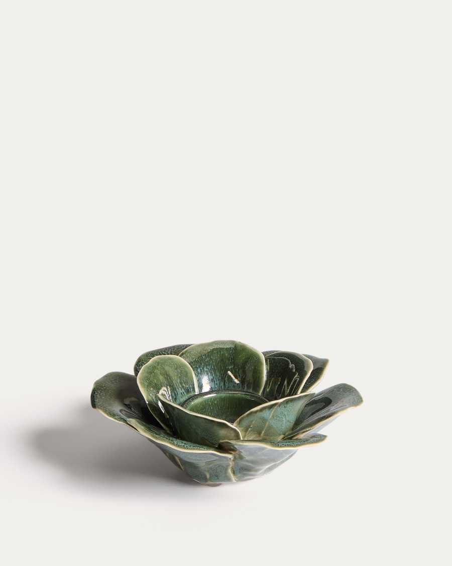 Ederia candle holder in olive green ceramic Ø20cm