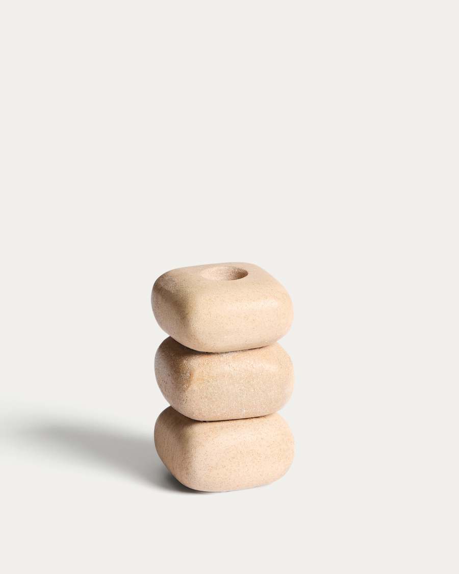 Liren beige sandstone candle holder 11 cm