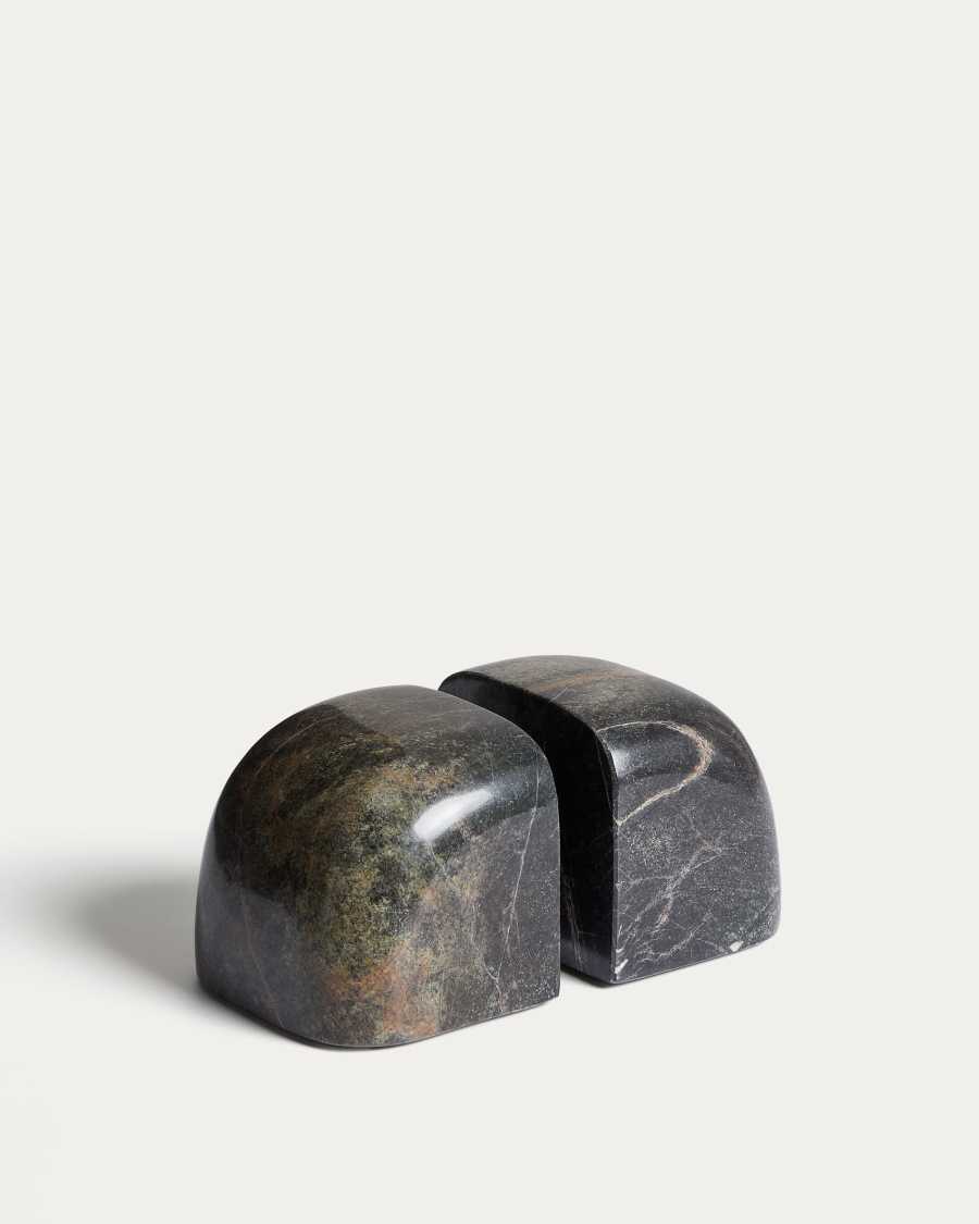 Benine dark green marble bookends