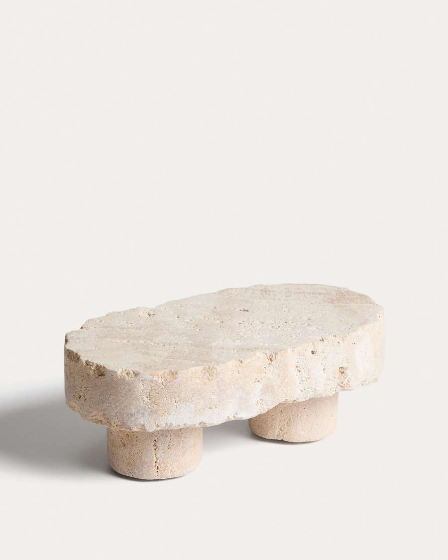 Zuno travertine centrepiece with raw finish 23 x 13 cm