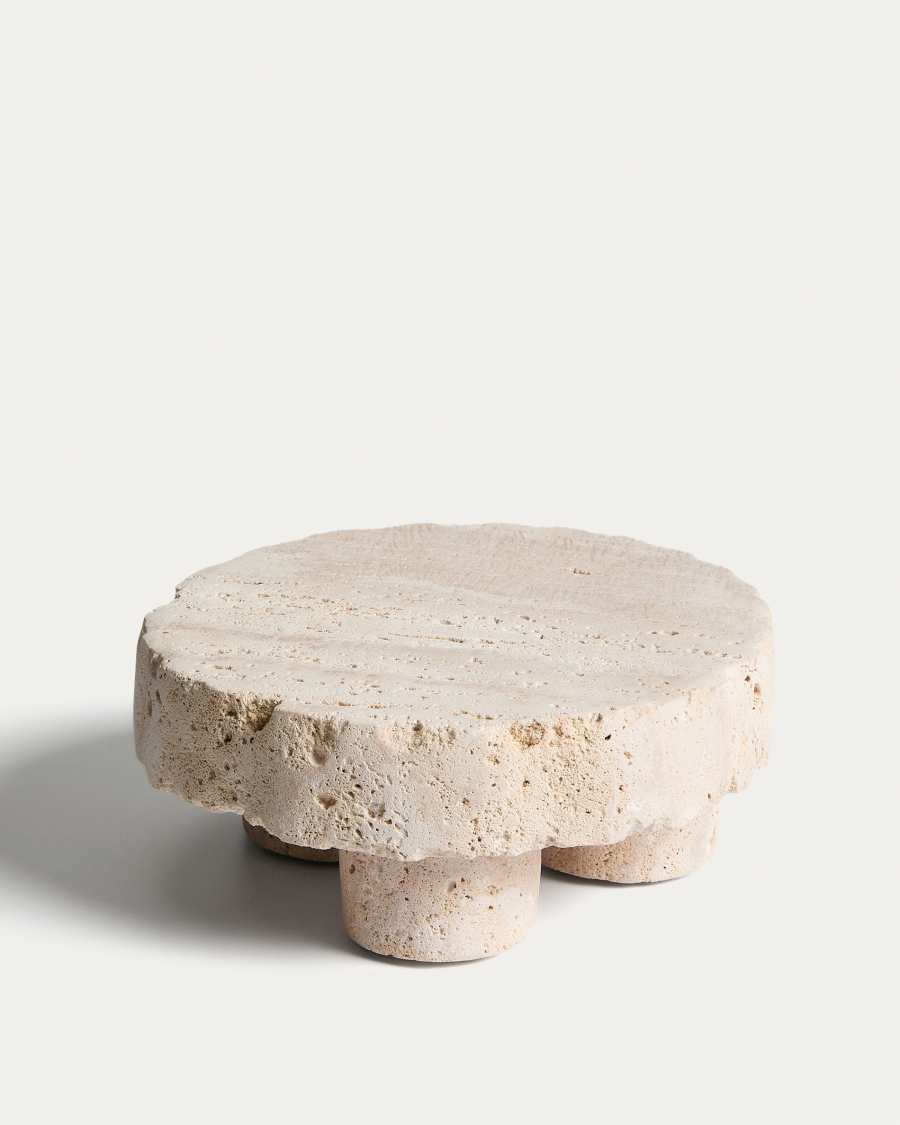 Zuno travertine centrepiece with raw finish Ø 20 cm
