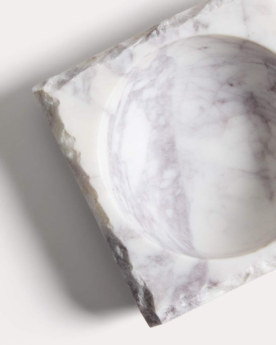 Vemi decorative white marble tray with raw finish 15 x 15 cm