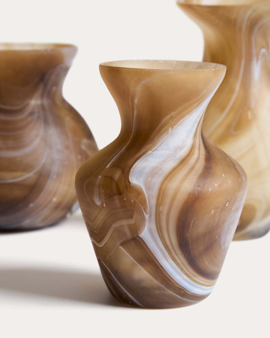 Set of 3 Nerola vases in brown shades 10 cm / 9.5 cm / 12.5 cm