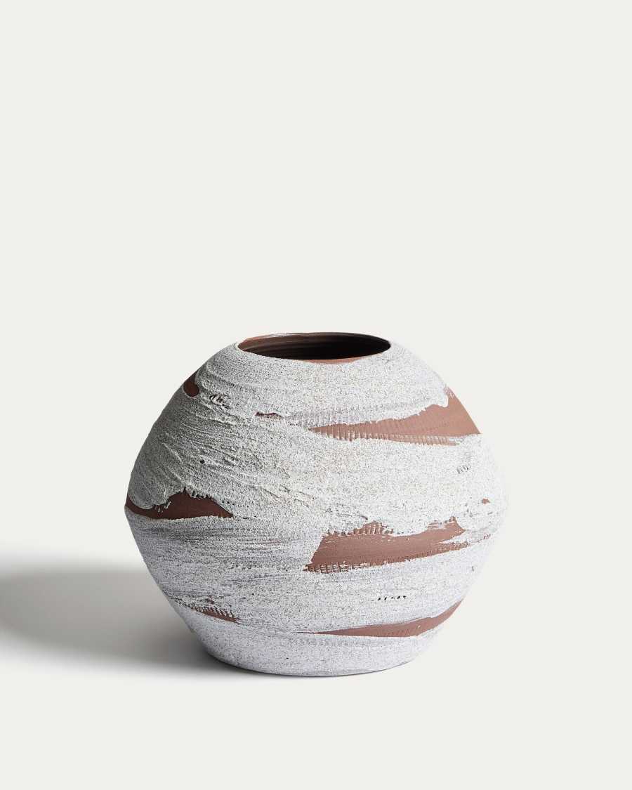 Emiro vase in terracotta and white ceramic 24cm
