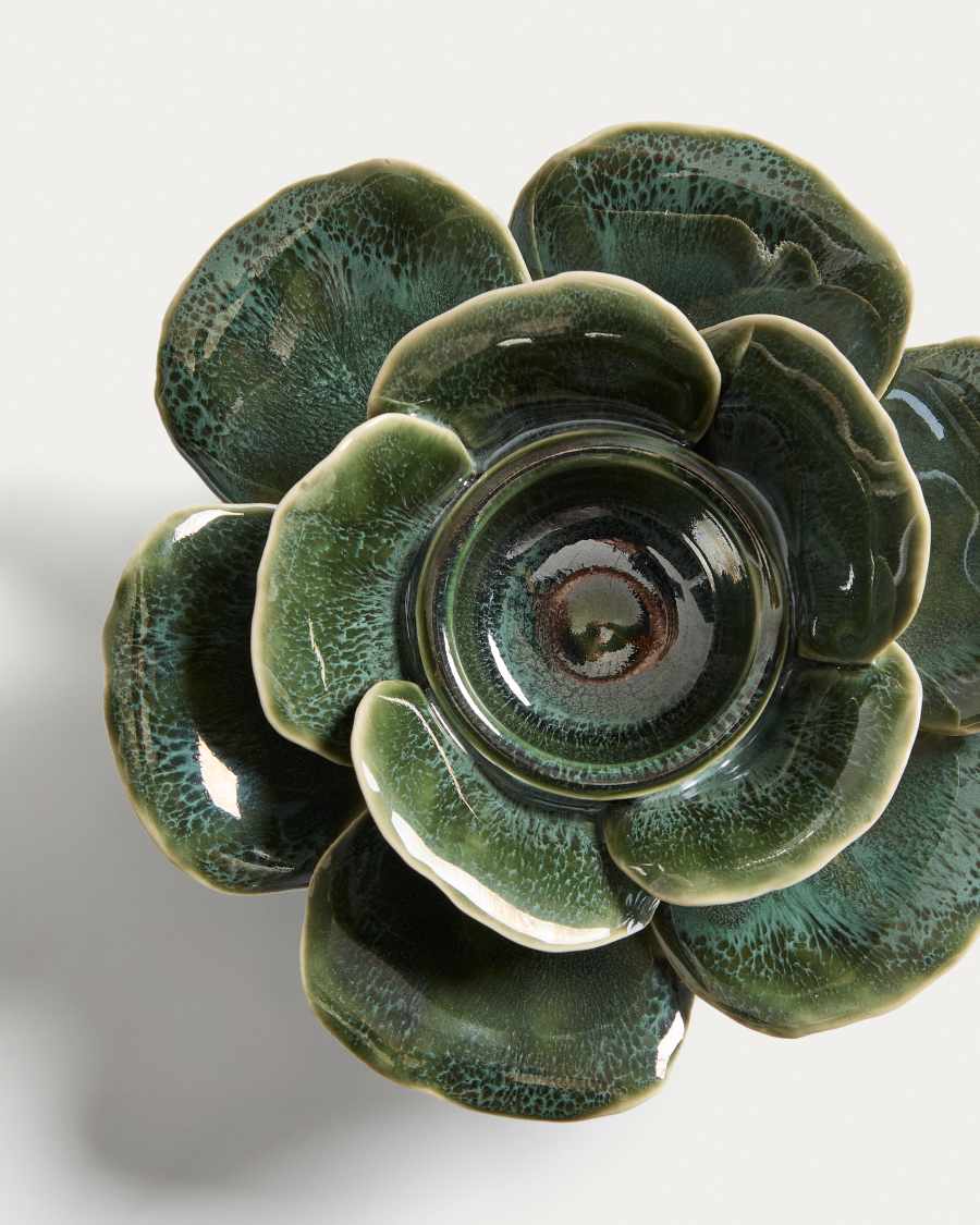 Ederia candle holder in olive green ceramic Ø20cm