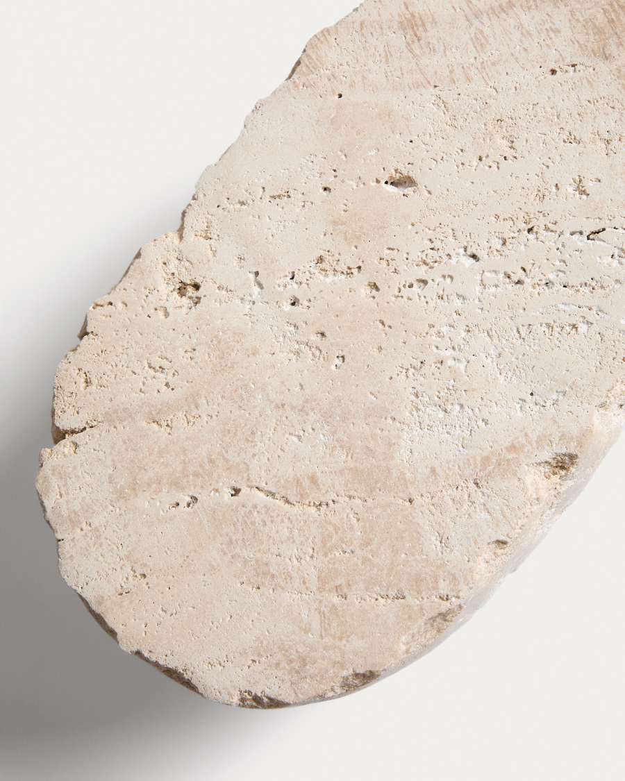 Zuno travertine centrepiece with raw finish 23 x 13 cm