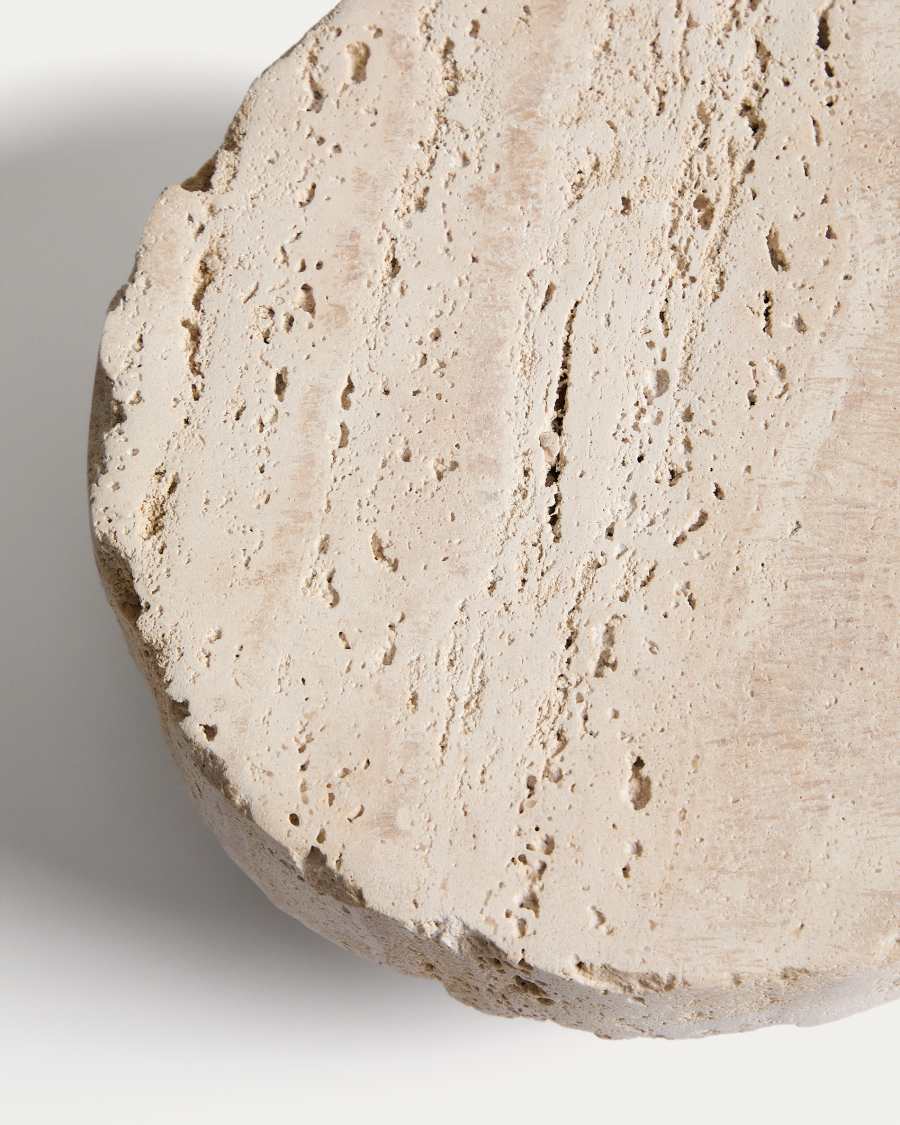Zuno travertine centrepiece with raw finish Ø 20 cm