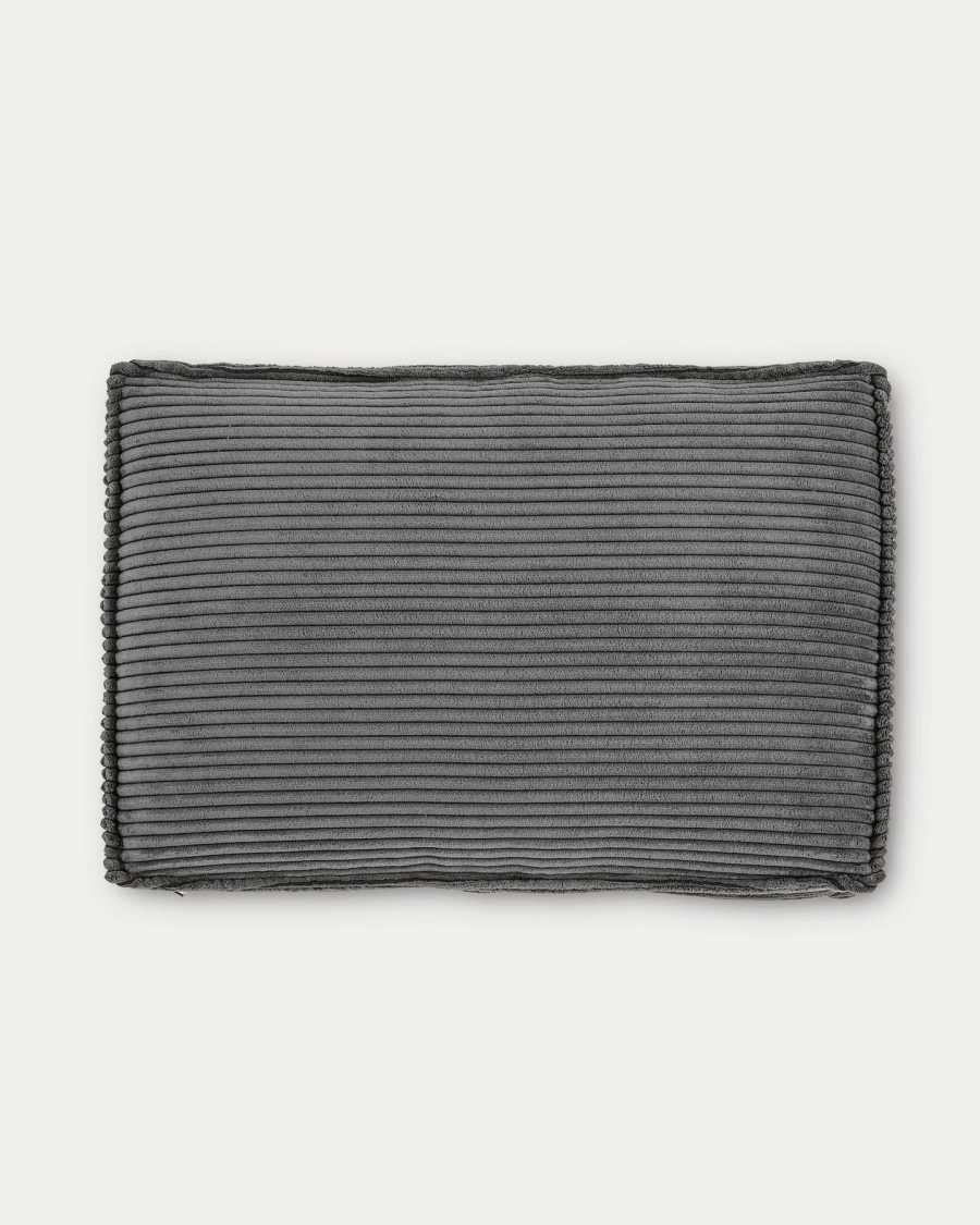 Blok fire-retardant cushion in thick grey corduroy 40 x 60cm