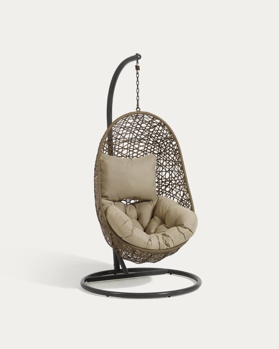 Hanging armchair with dark grey Florina brown feet