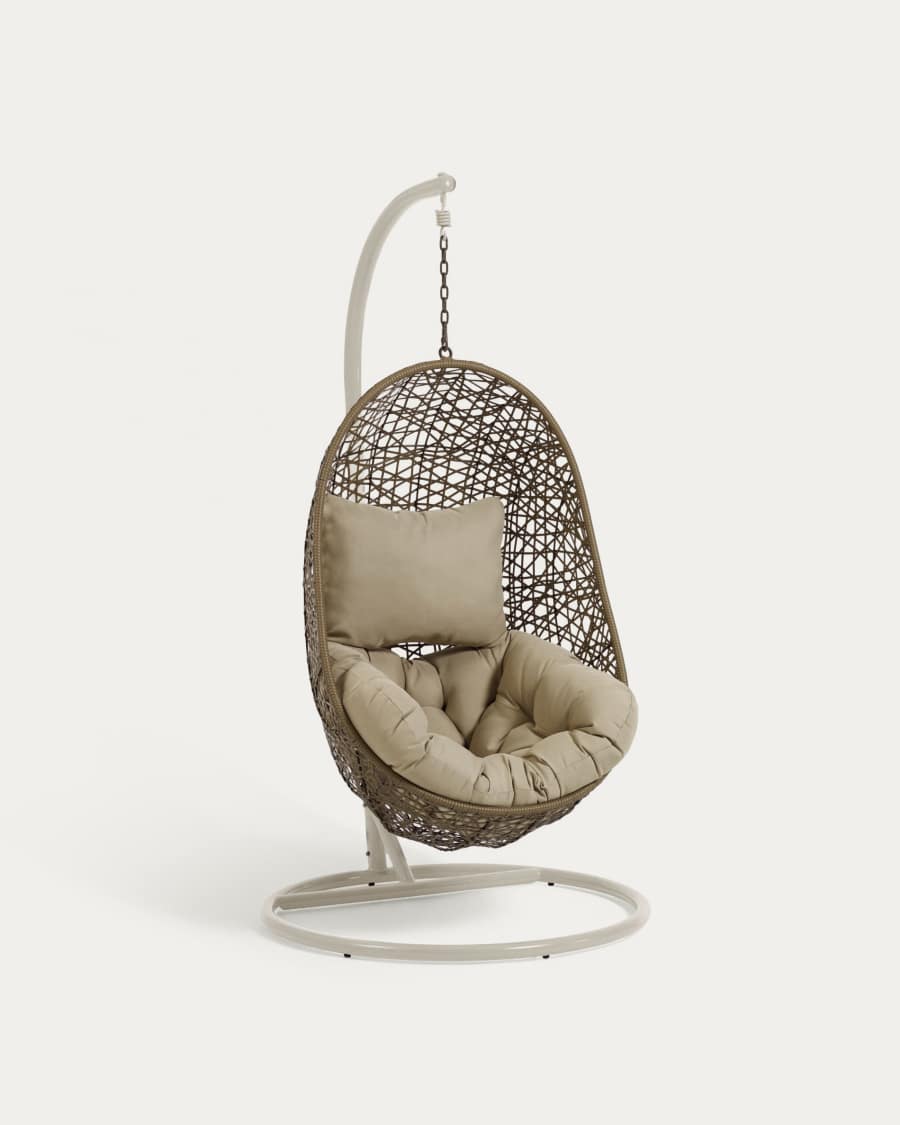 Hanging armchair with light grey Florina brown feet