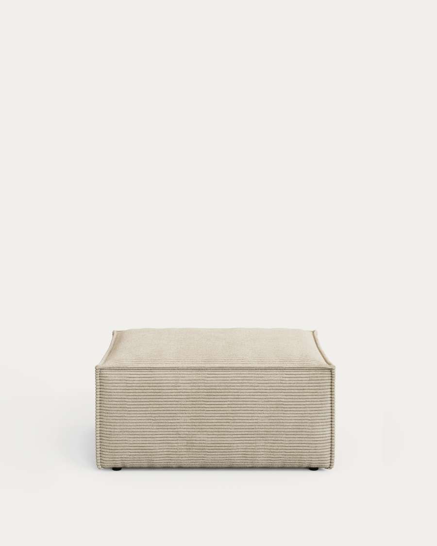 Blok fire-retardant footrest in thick ecru corduroy 90 x 74cm FSC Mix Credit FR