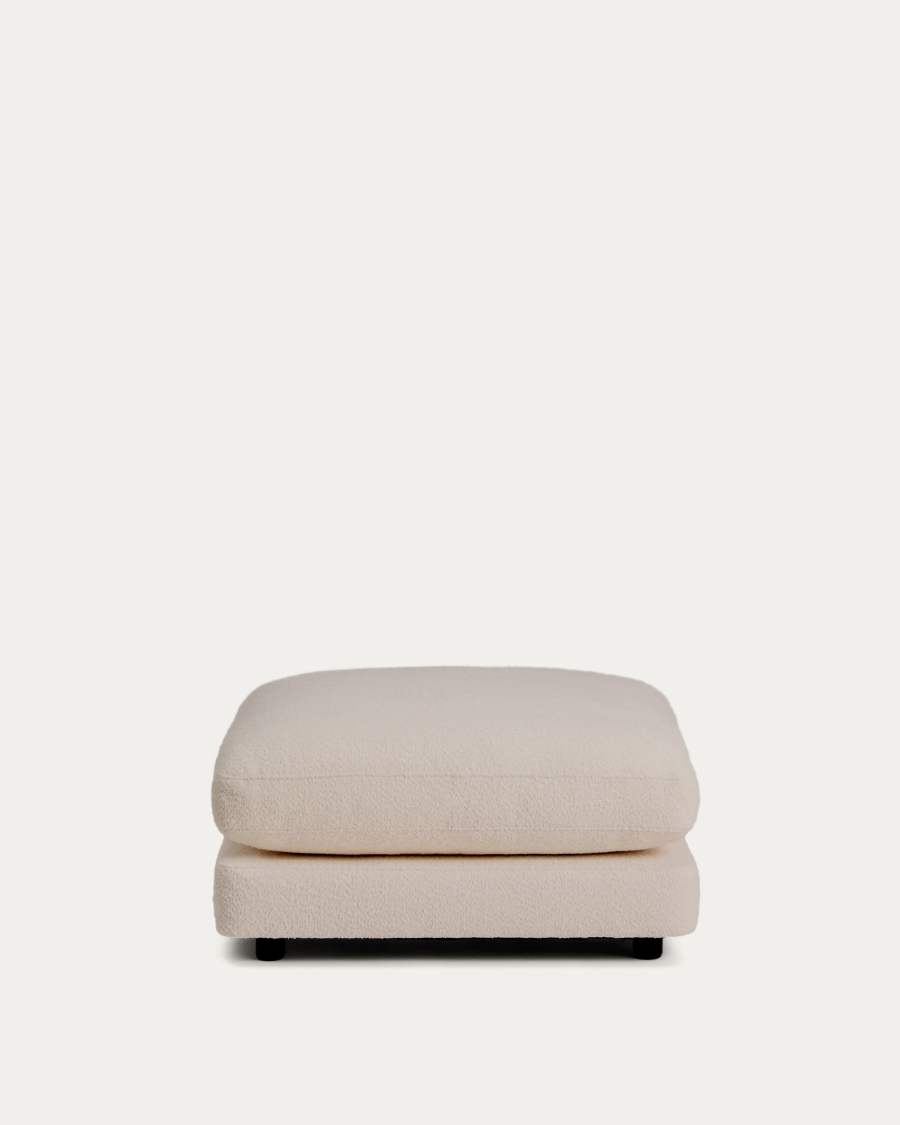 Gala beige fire-retardant bouclé footrest FSC Mix Credit 90 x 90cm