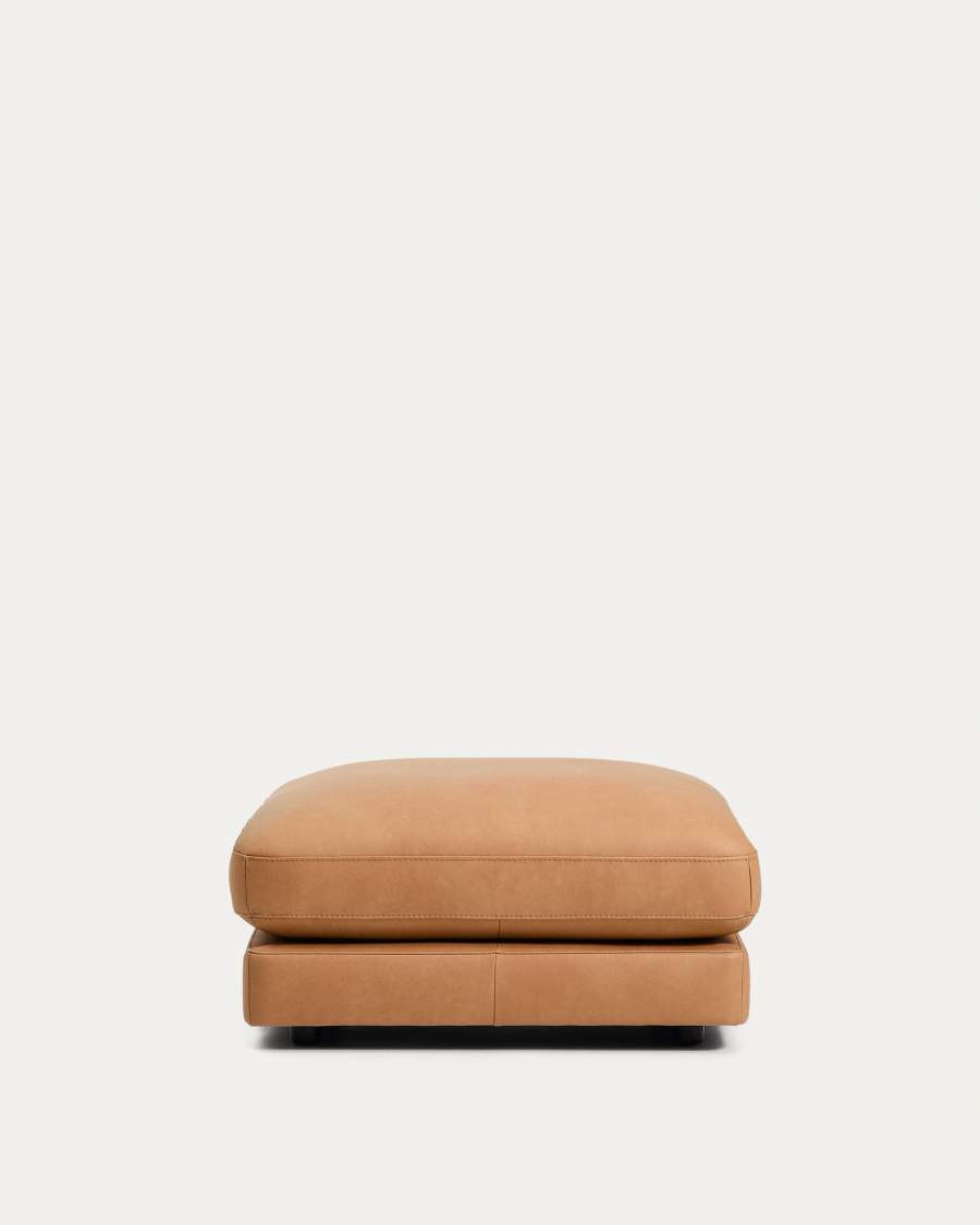 Gala brown leather footrest 90 x 90cm