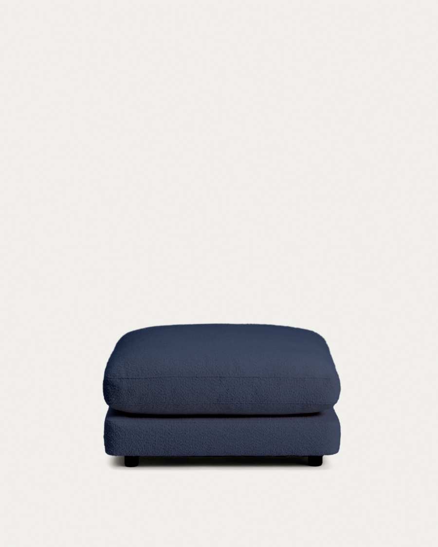 Gala blue fire-retardant bouclé footrest FSC Mix Credit 90 x 90cm