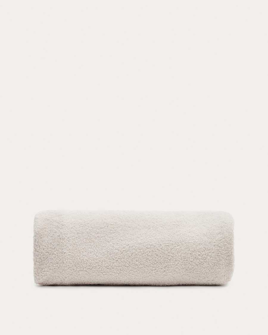 Kaeli footrest cover in ecru bouclé Ø 90 cm