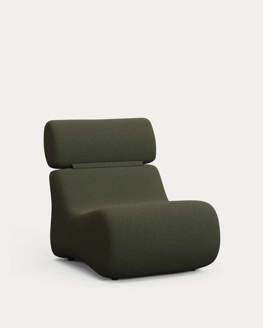 Club dark green bouclé armchair