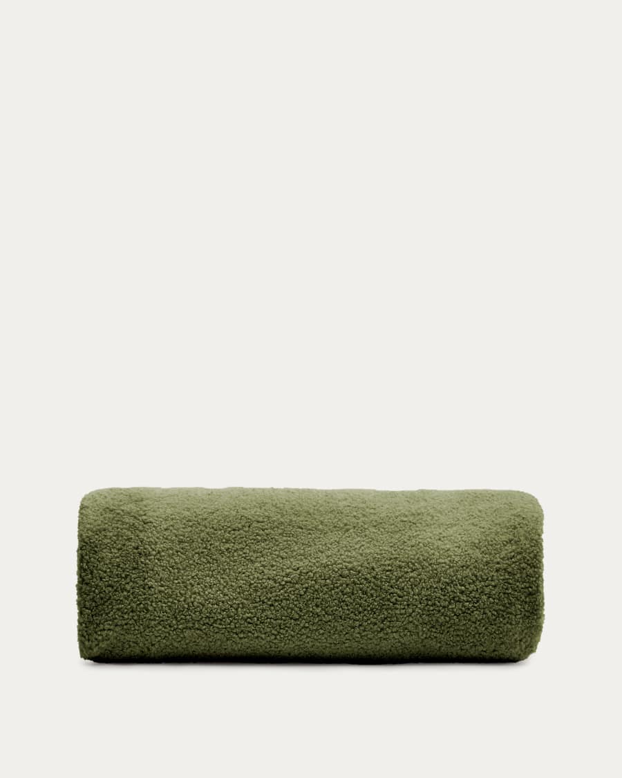 Kaeli footrest cover in green bouclé Ø 90 cm