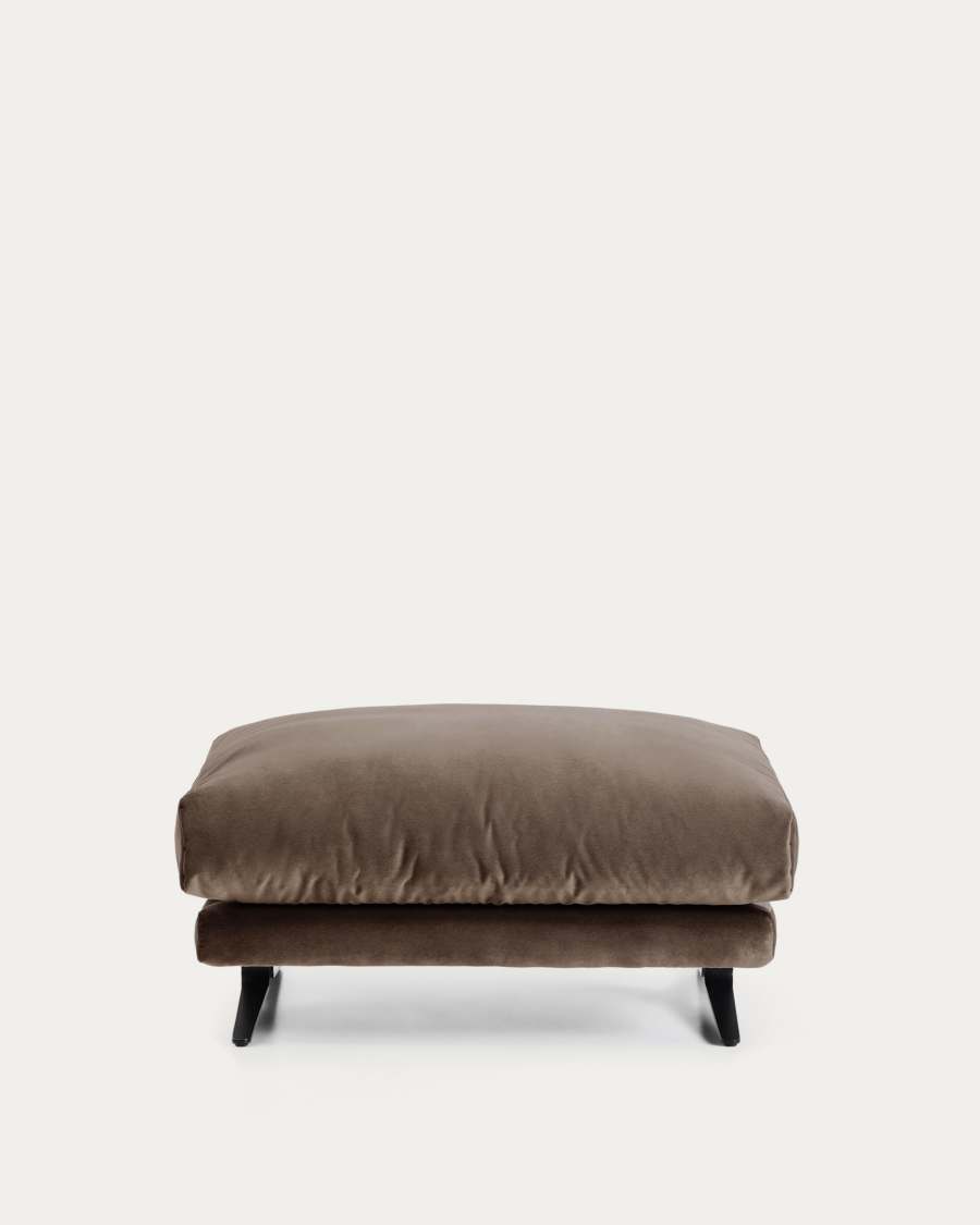 Veliro footrest in chocolate brown velvet with steel legs with black finish 85 x 90 cm FSC Mix Credit