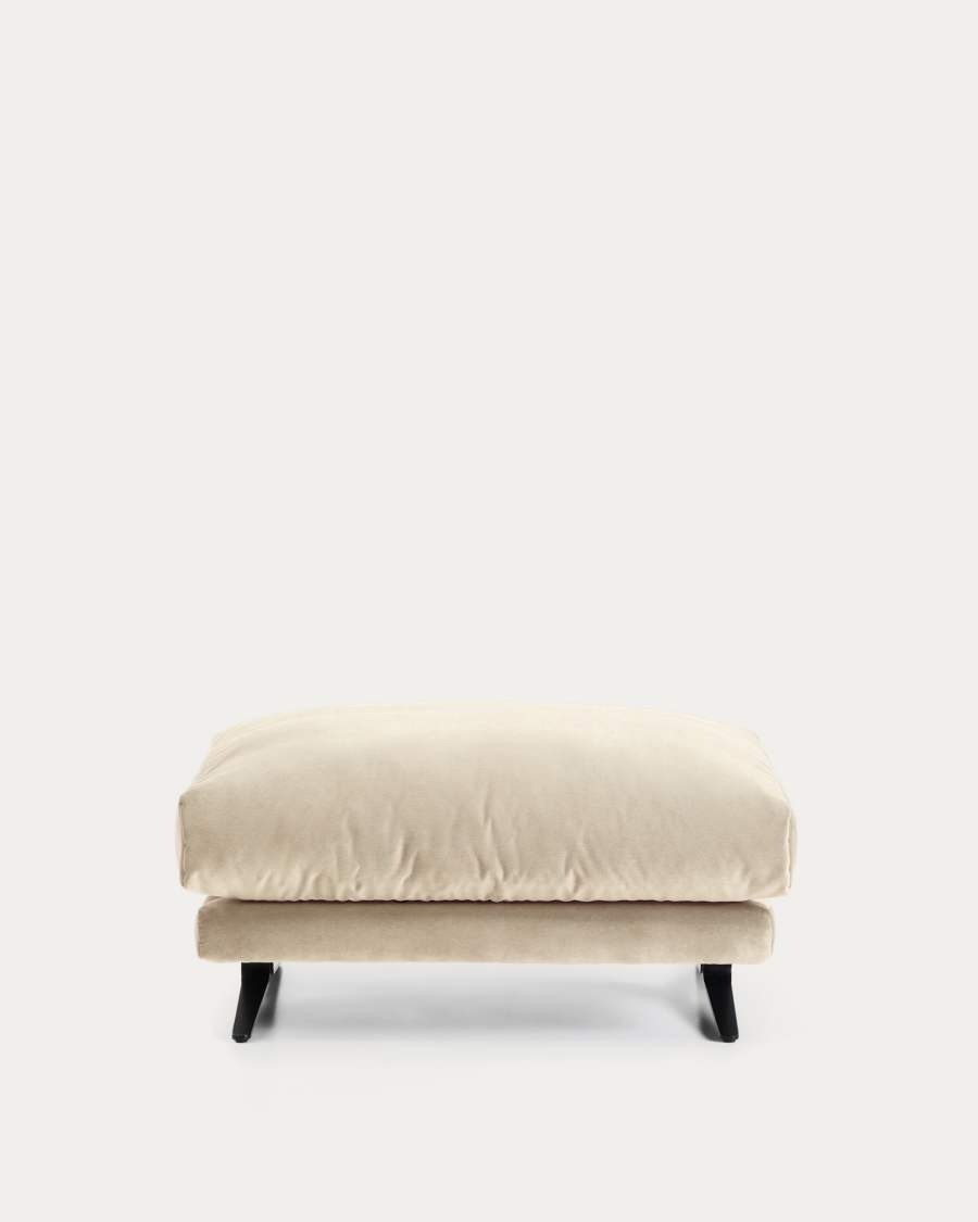 Veliro footrest in pearl velvet with steel legs with black finish 85 x 90 cm FSC Mix Credit
