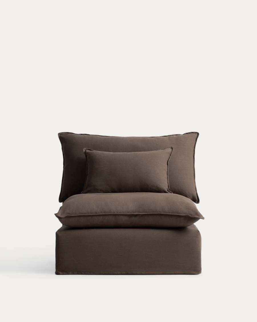 Anarela 100% taupe linen armchair with removable cover 110cm FSC Mix Credit