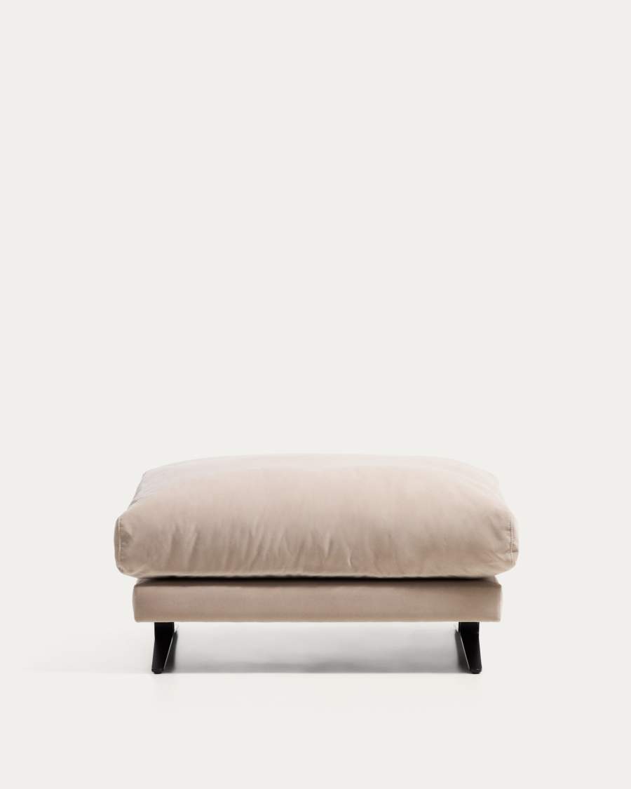Veliro fire-retardant footrest in pearl velvet with steel legs with black finish 85 x 90cm FSC Mix Credit