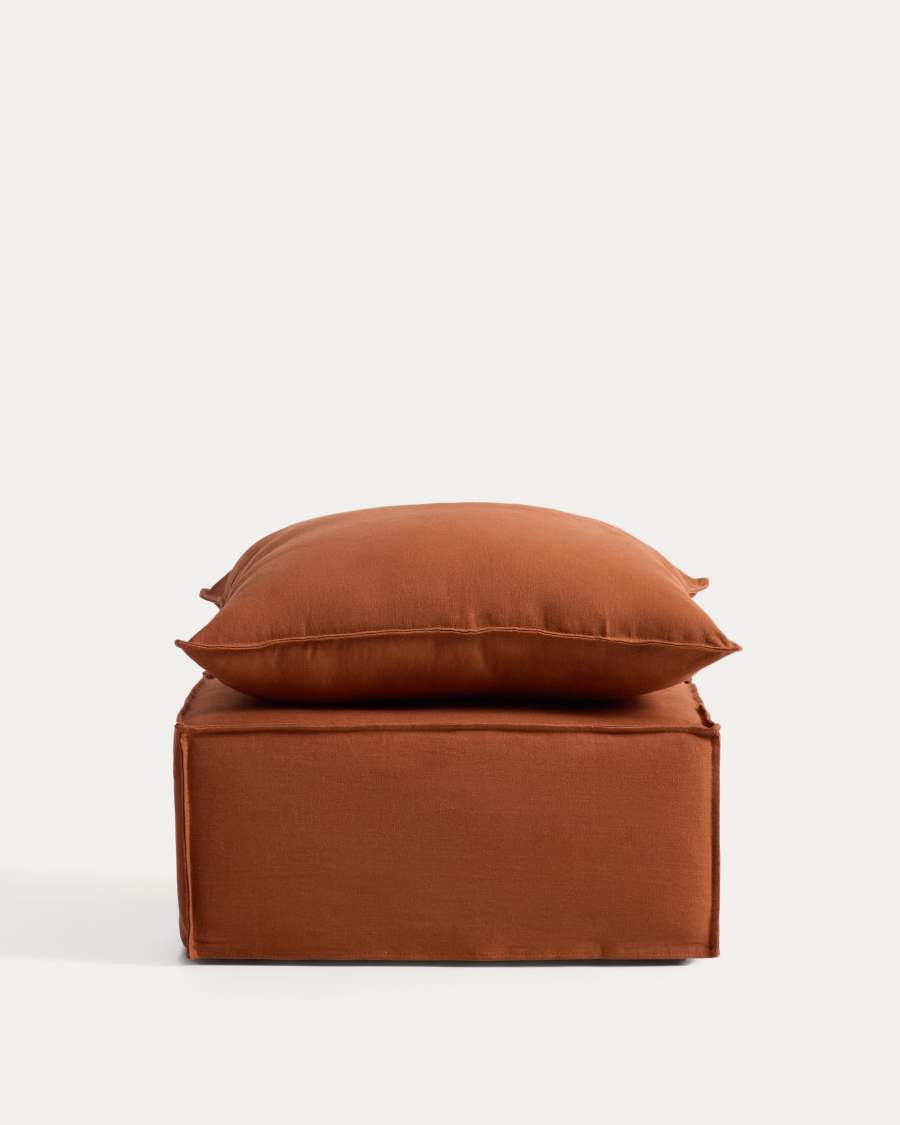 Anarela 100% terracotta linen footrest with removable cover and cushion 80 x 80cm FSC Mix Credit
