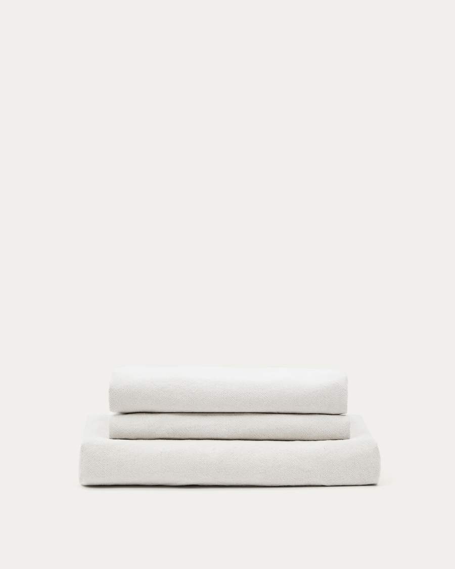 Nora armchair cover in ecru linen and cotton 92cm