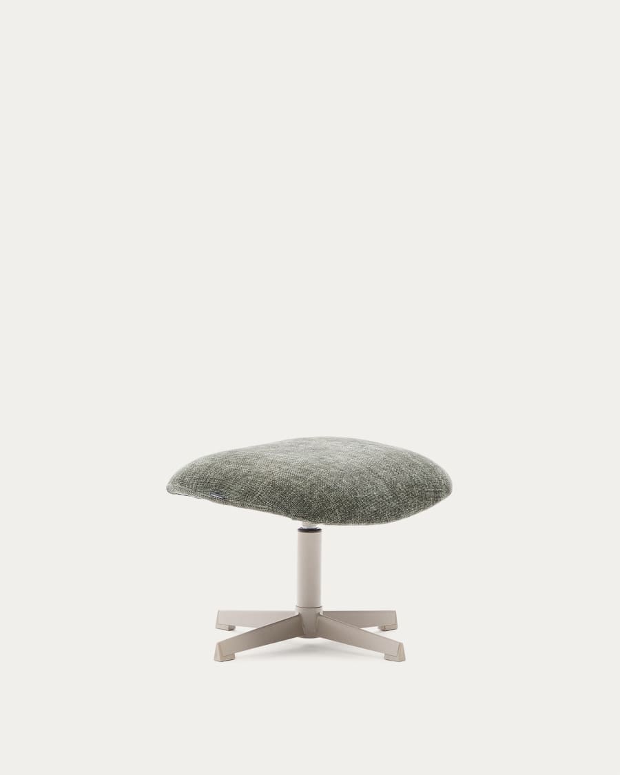 Teryl swivel footrest in green chenille and metal with a grey finish FSC™ 100%.