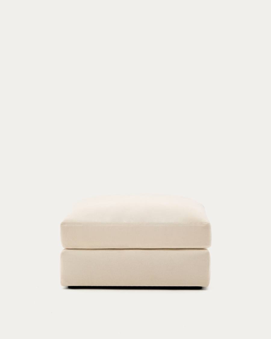 Alea ecru chenille footrest with removable cover 90 x 90cm