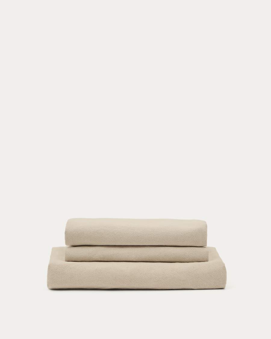 Nora armchair cover in taupe linen and cotton 92cm