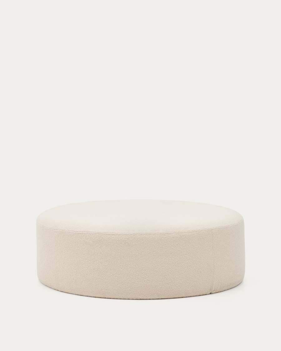 Kaeli footrest with removable cover in ecru bouclé Ø 120 cm