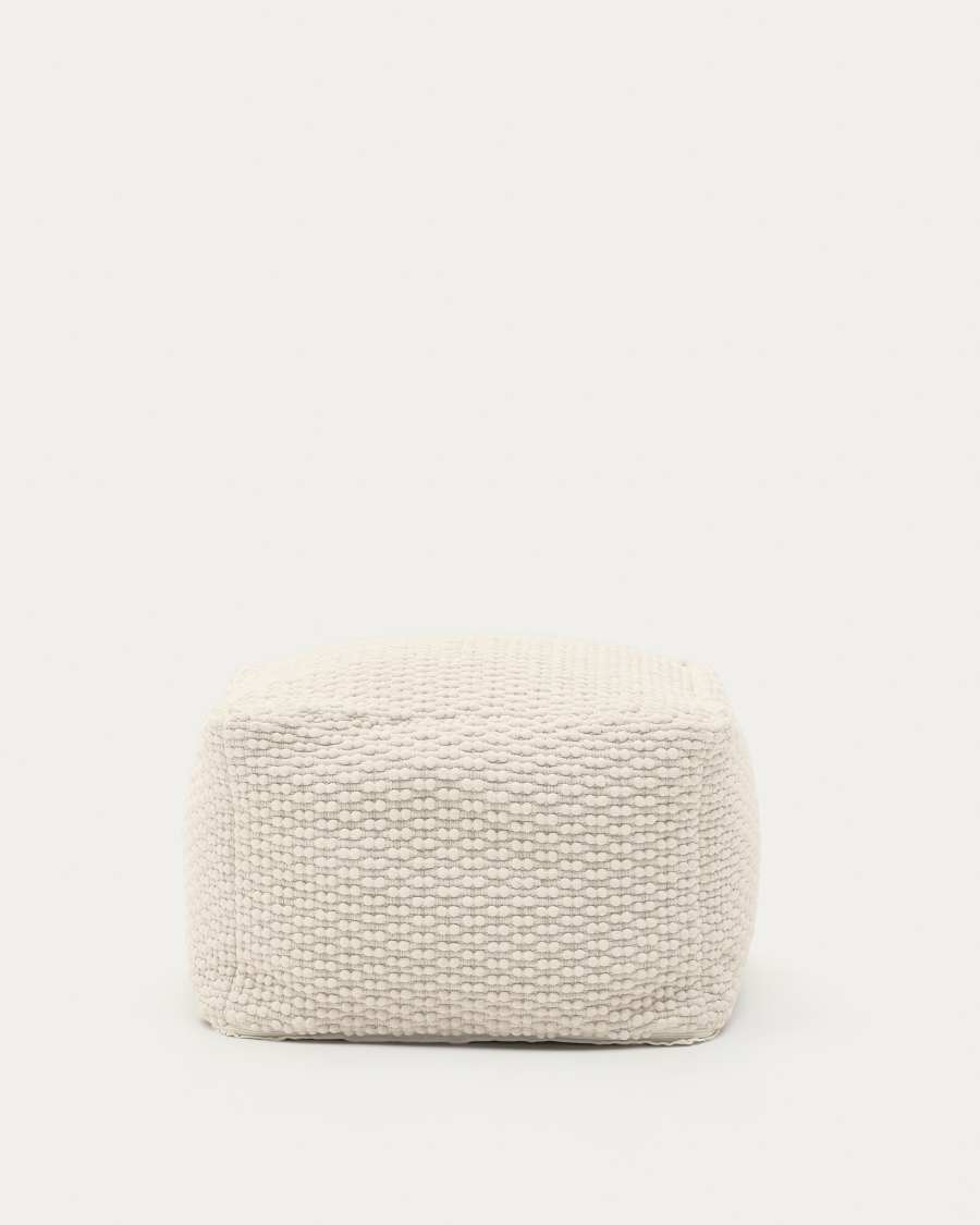 Mascarell pouffe, cotton and polyester in white, 60 x 60 cm